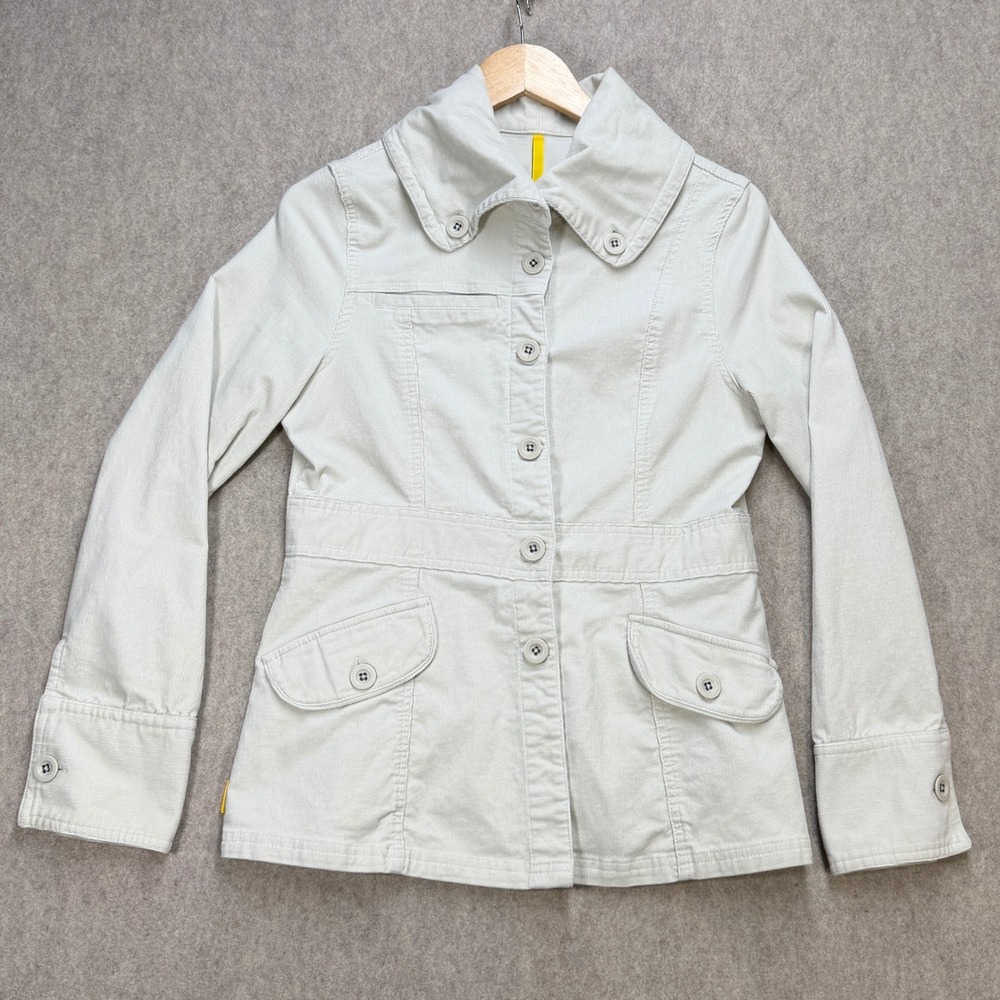 Lole Women Sz 10 Beige Bella Swan Y2K TVD Utilitarian Corduroy Button Up Jacket